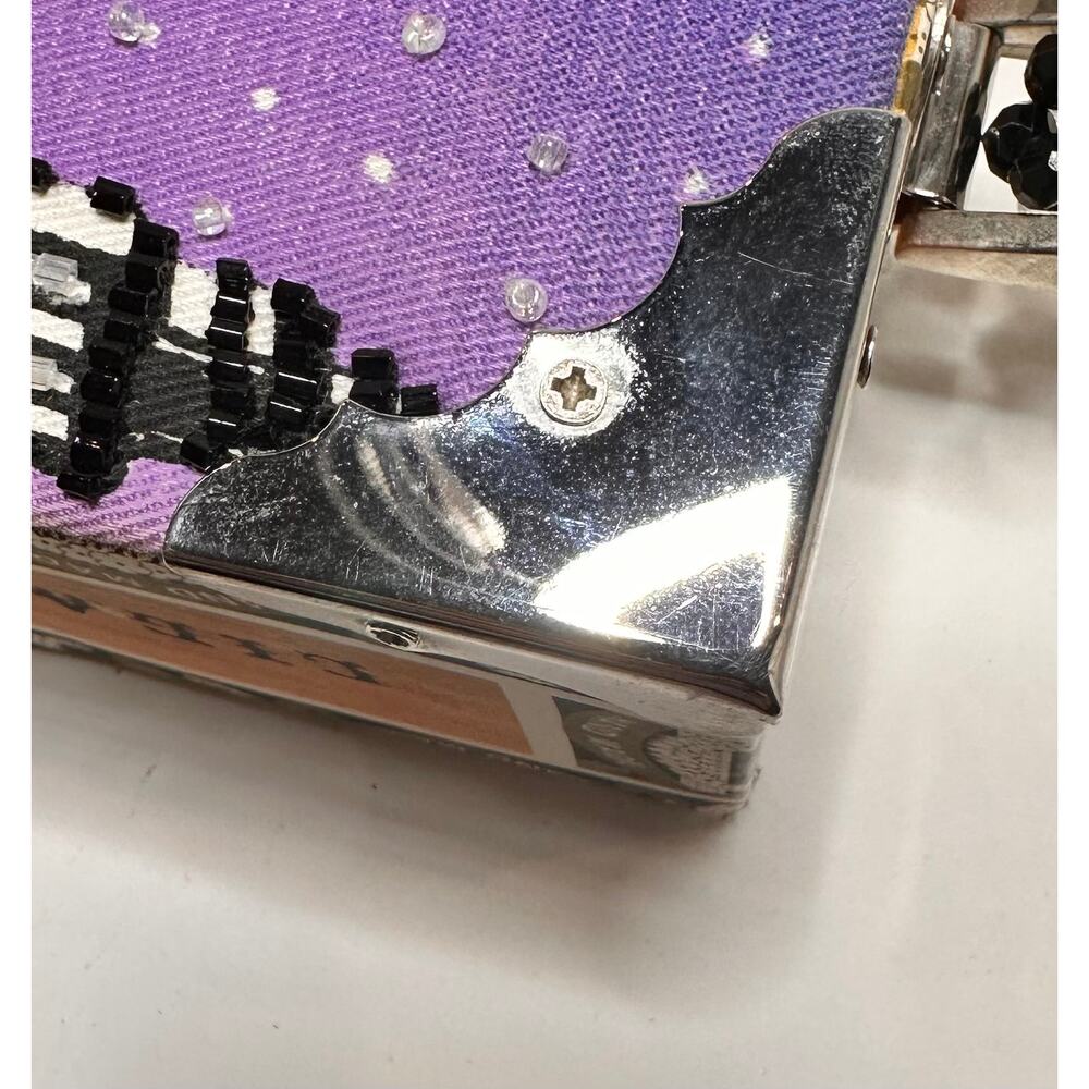 Vintage Imported Braciano Fine Cigars Beaded Box Case Purse Bag Night Skyline - Picture 15 of 16